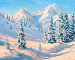 VA-3266 &quot;Снежные горы (худ. Басов С.)&quot; картина по номерам