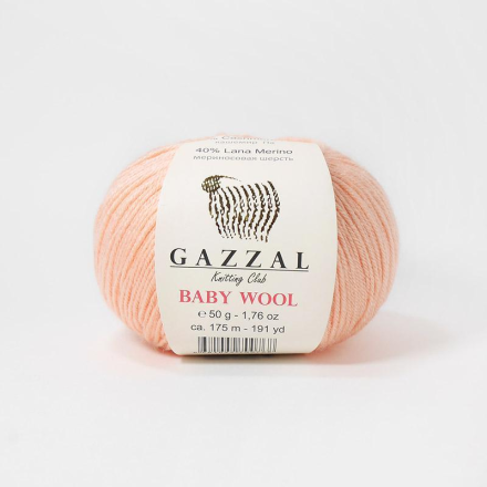 Baby wool (Gazzal) 834 персик, пряжа 50