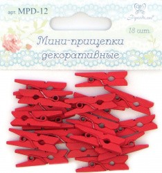 MPD-12 декоративные прищепки, цв.красный 18шт
