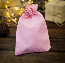 2909477 розовый мешочек для подарков из холщи 15х21 см