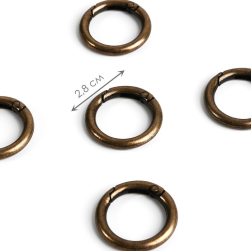 9494255 кольца-карабины для сумок, d 20/28 мм, толщина 4 мм, 5 шт, цвет бронзовый