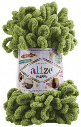 Puffy (Alize) 485 зеленый, пряжа 100г