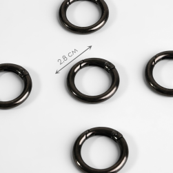 9494256 кольца-карабины для сумок, d 20/28 мм, толщина 4 мм, 5 шт, цвет черный никель