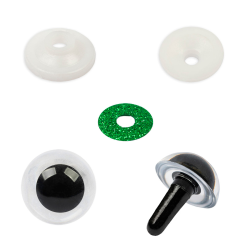 PGSB-11F зеленые глаза пластиковые с блестящей вставкой d 11 мм 10 шт