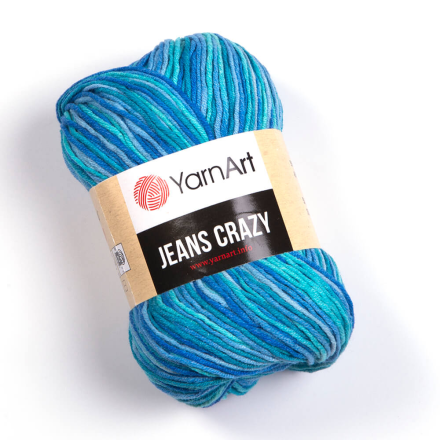 Jeans Crazy (Yarnart) 8212 голубой-синий, пряжа 50г