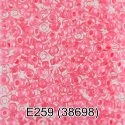 38698 (E259) прозрачный бисер с малиновой полосой, 5г