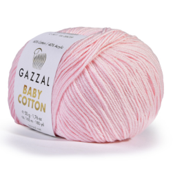 Baby Cotton (Gazzal) 3411 нежно розовый, пряжа 50г