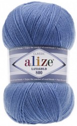 Lanagold 800 (Alize) 40 голубой, пряжа 100г