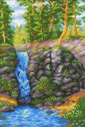 СК-078 &quot;Лесной водопад&quot; канва с нанесенным рисунком