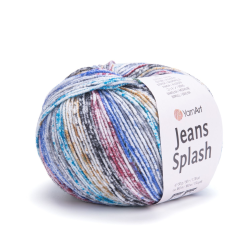 Jeans Splash (Yarnart) 942 сине серый принт, пряжа 50г