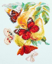 130-051 &quot;Бабочки на груше&quot; набор для вышивки крестом