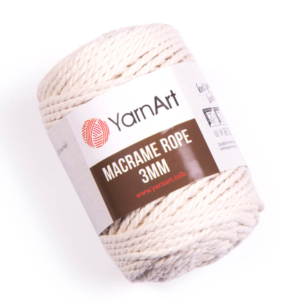 Macrame rope (Yarnart) 752 молочный, пряжа 250г