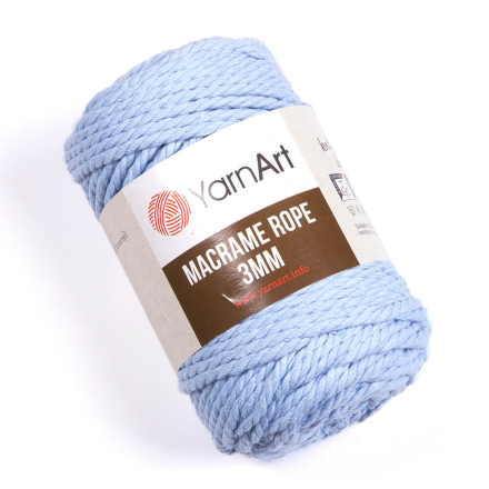 Macrame rope (Yarnart) 760 голубой, пряжа 250г