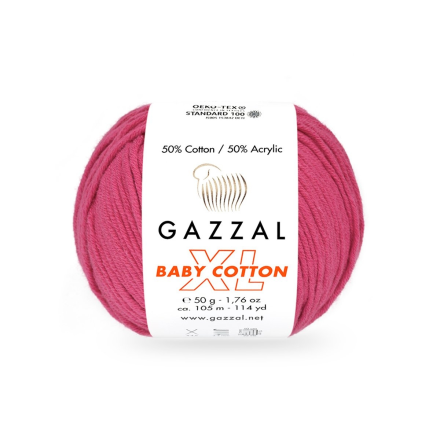 Baby Cotton XL (Gazzal) 3415 темная фуксия, пряжа 50г