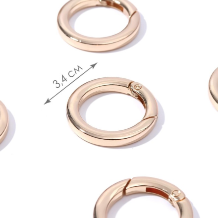 4598301 кольца-карабины плоские, d 25/34 мм, толщина 4,5 мм, 5 шт, цвет золотистый