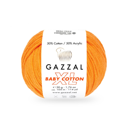 Baby Cotton XL (Gazzal) 3416 желток, пряжа 50г