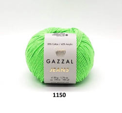 Jeans (Gazzal) 1150 зеленый неон, пряжа 50г
