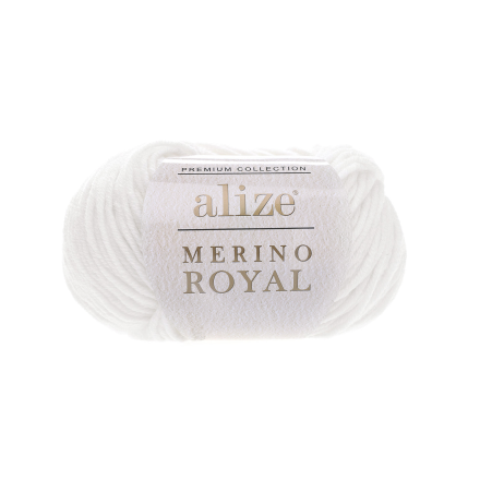 Merino royal​ (Alize) 55 белый, пряжа 50г