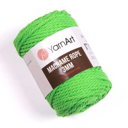 Macrame rope (Yarnart) 802 яр.зеленый, пряжа 250г