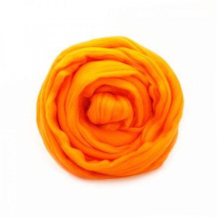 2410 апельсин, ТКФ тонкая мериносовая шерсть для валяния 50г