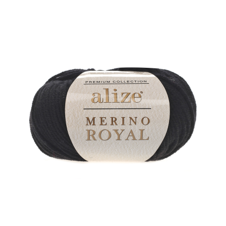 Merino royal​ (Alize) 60 черный, пряжа 50г