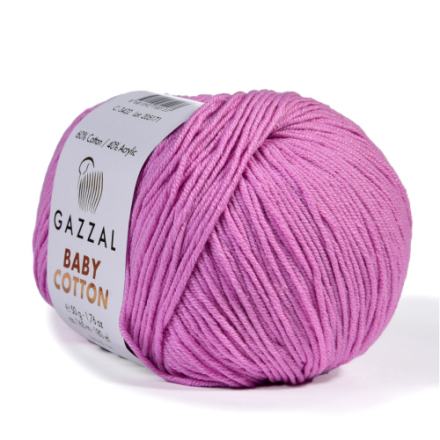 Baby Cotton (Gazzal) 3422 св.розовый, пряжа 50г