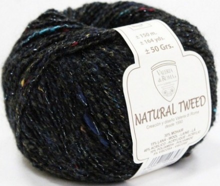 Natural Tweed (Valeria di Roma) 999 черный, пряжа 50г