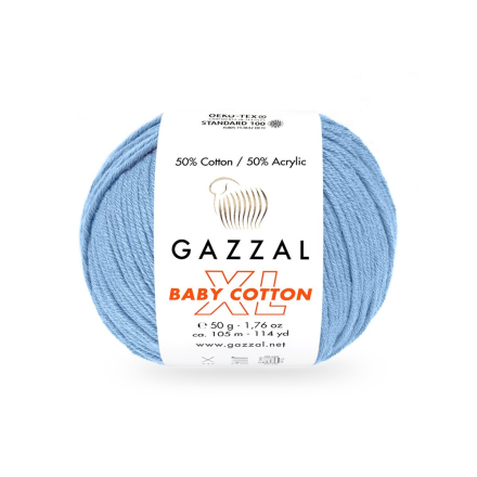 Baby Cotton XL (Gazzal) 3423 голубой, пряжа 50г