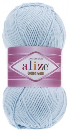 Cotton Gold (Alize) 513 нежно голубой, пряжа 100г