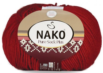 Pure Sock Plus (Nako) 298 красный, пряжа 100г