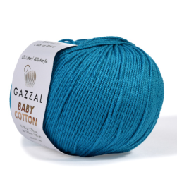 Baby Cotton (Gazzal) 3428 ярко голубой, пряжа 50г