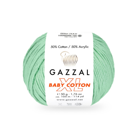 Baby Cotton XL (Gazzal) 3425 зеленая бирюза, пряжа 50г