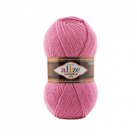 Lanagold Fine (Alize) 178 яр.розовый, пряжа 100г 
