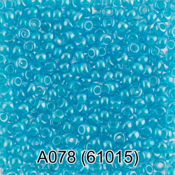 61015 (A078) голубой, прозрачный бисер с цветной полосой, 5г