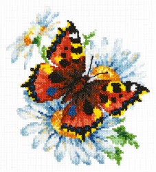 42-11 &quot;Бабочка и ромашки&quot; набор для вышивания крестом
