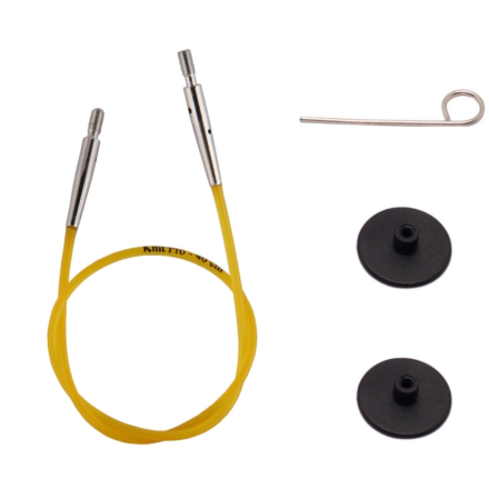 10631 KnitPro желтый тросик 20см (40 см) заглушки и кабельный ключик
