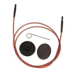 31296 KnitPro коричневый тросик 94см (120см) заглушки и кабельный ключик