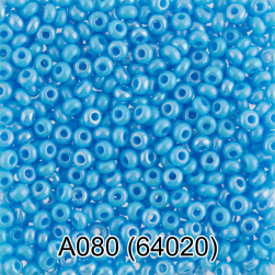 64020 (A080) св.голубой/меланж непрозрачный радужный бисер, 5г
