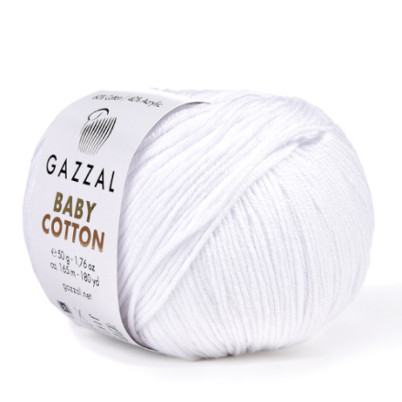 Baby Cotton (Gazzal) 3432 белоснежный, пряжа 50г