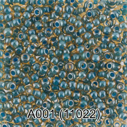 11022 (A001) морская волна, прозрачный бисер с цветной полосой, 5г