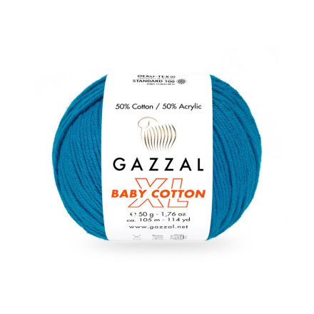 Baby Cotton XL (Gazzal) 3428 голубая бирюза, пряжа 50г