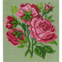 0701-1 &quot;Розовые цветы&quot; канва с нанесенным рисунком