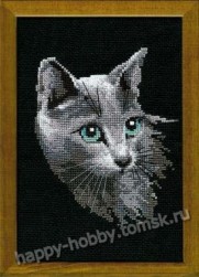 764	&quot;Серый кот&quot; набор для вышивания крестом