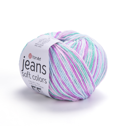 Jeans Soft Colors (Yarnart) 6202 лиловый-мятный, пряжа 50г
