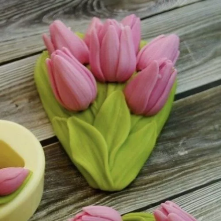 Букетик Тюльпаны, формочка для мыла силиконовая