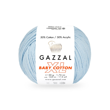 Baby Cotton XL (Gazzal) 3429 светло голубой, пряжа 50г
