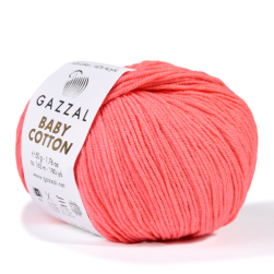 Baby Cotton (Gazzal) 3435 розовый коралл, пряжа 50г