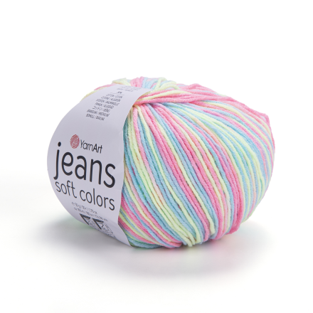 Jeans Soft Colors (Yarnart) 6204 лимон-розовый, пряжа 50г