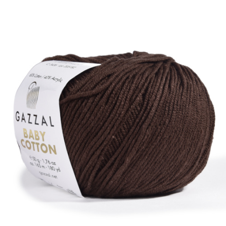 Baby Cotton (Gazzal) 3436 горький шоколад, пряжа 50г