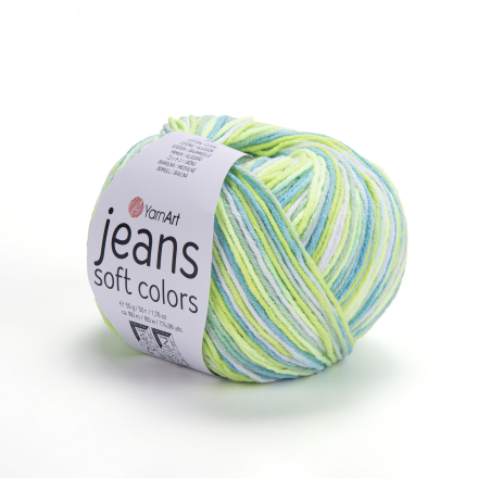 Jeans Soft Colors (Yarnart) 6211 лимон-бирюза, пряжа 50г